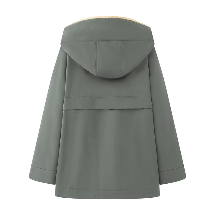 Damen gefütterte Kapuzenparka mit Teddyfutter, verdeckter Reißverschluss und großen Pattentaschen – Montévia