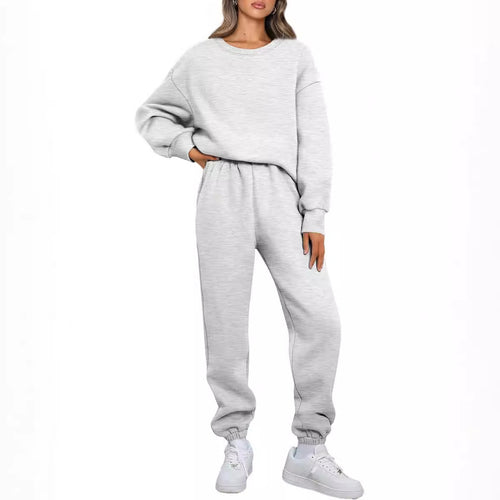 Damen Relaxed-Loungewear-Set mit Oversize Rundhals-Sweatshirt und taillierter High-Waist Jogginghose aus French Terry – Avérine