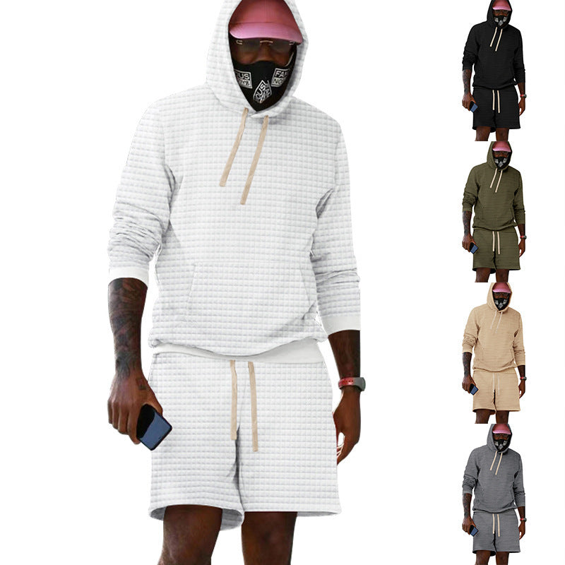 Herren Sportiv gestepptes Hoodie- und Shorts-Set Echoarchiv