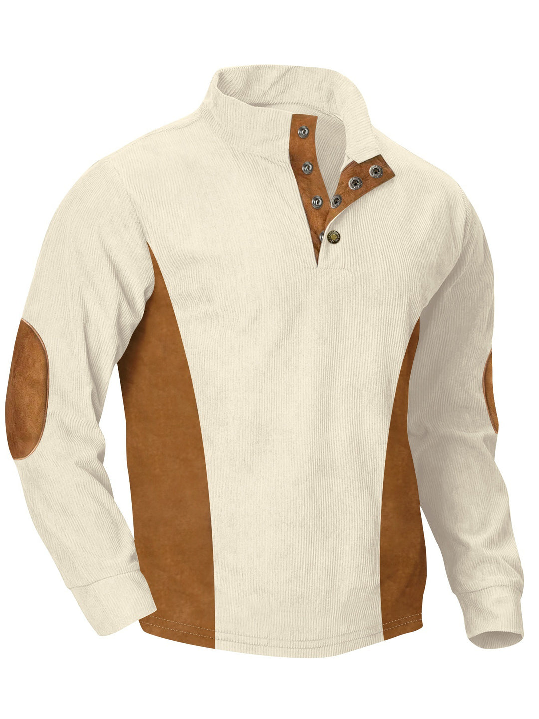 Herren lässiger Pullover mit modernem Stehkragen und praktischen Druckknöpfen Echoarchiv