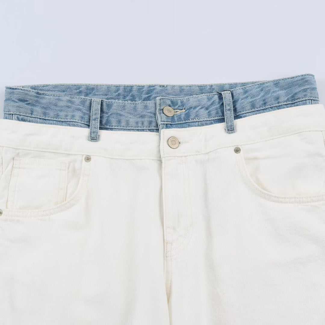 Damen Weite High‑Waist‑Jeans mit Kontrastbund und Fünf‑Taschen‑Design Echo Archiv