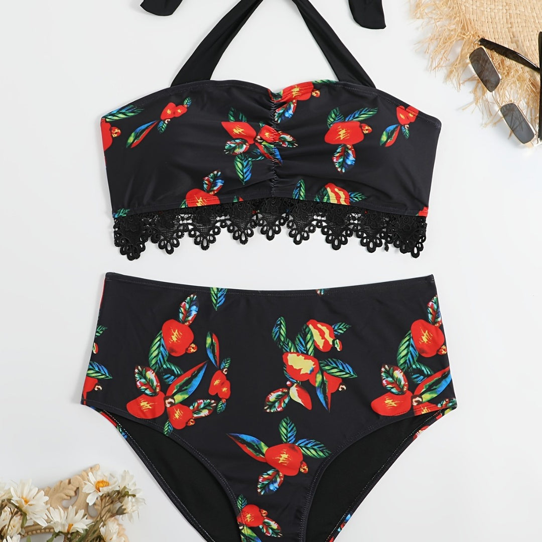 Damen Zweiteiliges Badeanzug-Set mit floralem Design Echo Archiv
