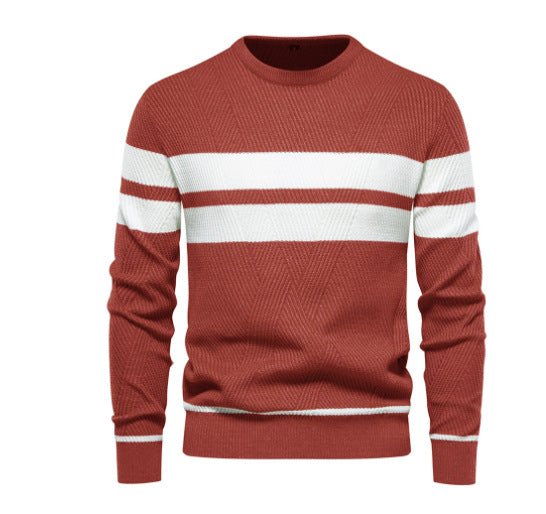 Herren Strickpullover mit modernem Strukturdesign und klassischen Streifen Echoarchiv