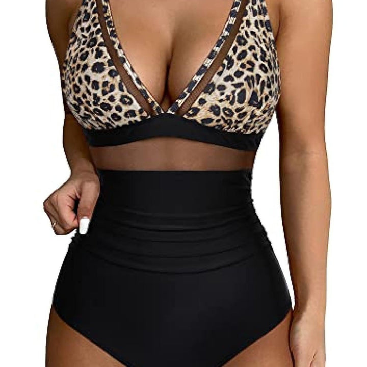 Damen Hochtaillierter Badeanzug mit transparenten Einsätzen Echo Archiv