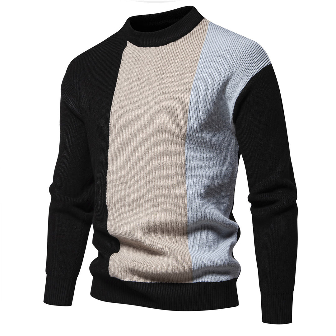 Herren Strickpullover mit modernem Farbblockdesign und hohem Kragen Echoarchiv