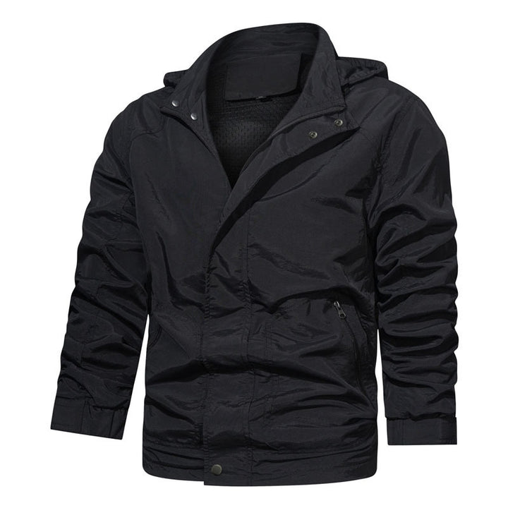 Herren leichte winddichte Feldjacke mit Kapuze und Reißverschlusstaschen – Taviero