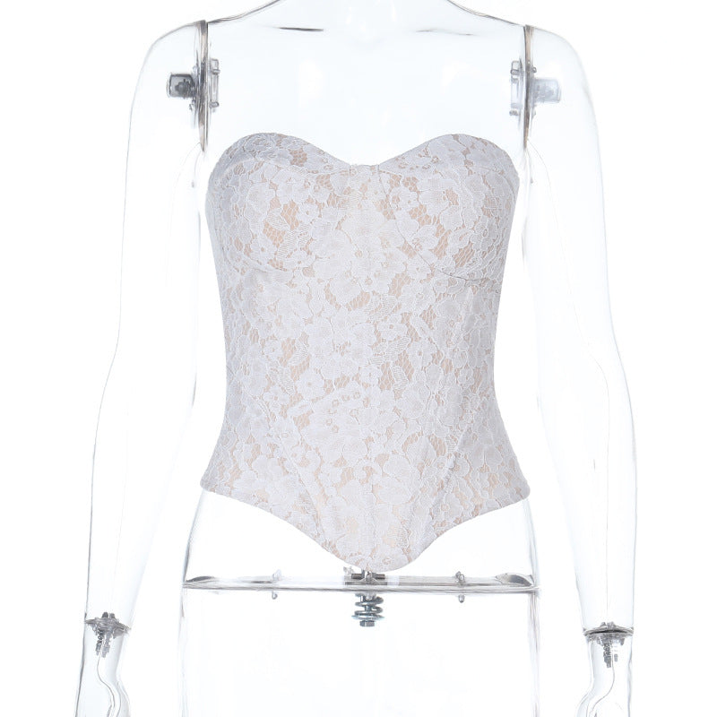 Damen Spitzen-Bustier-Corsage mit Herz-Ausschnitt Echo Archiv