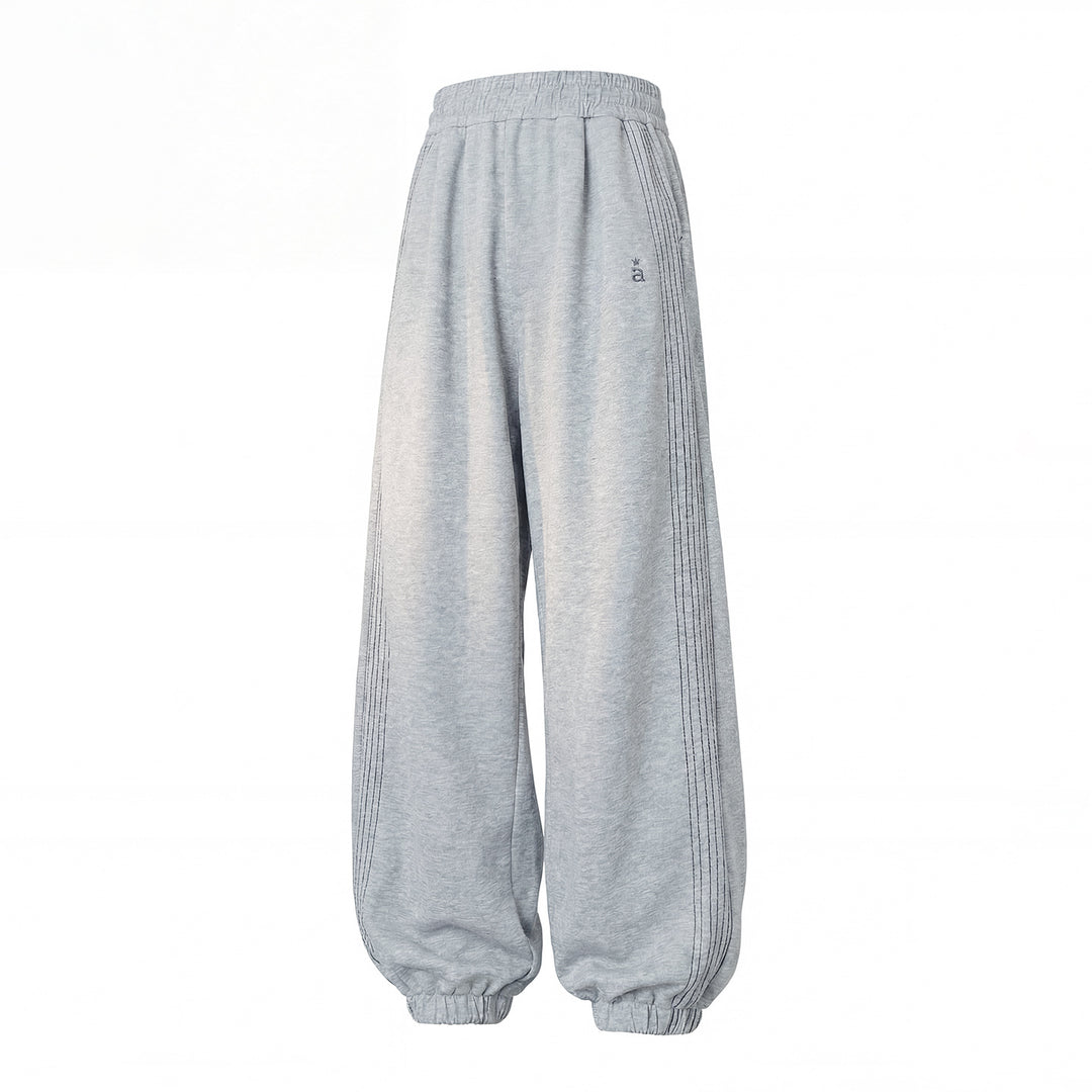 Unisex Extraweite Sweat-Palazzo-Hose mit elastischem Bund, seitlichen Streifen und gerippten Saum Echo Archiv
