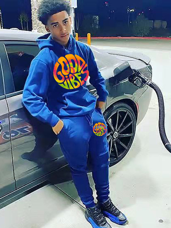 Herren Sweatshirt und Jogginghose Set mit buntem Grafikdesign Echoarchiv