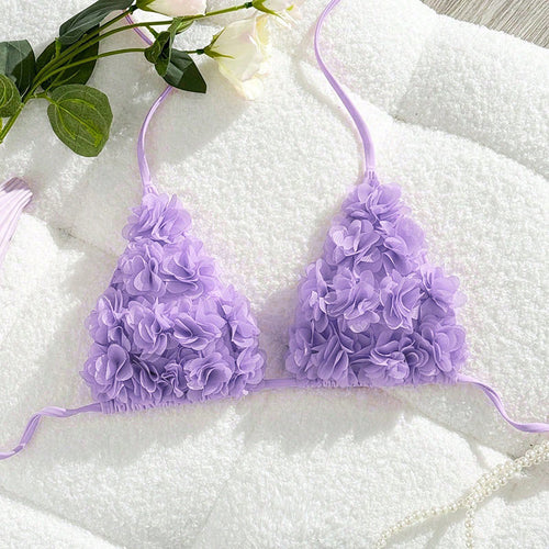 Damen Bikini-Oberteil mit floralen 3D-Applikationen Echo Archiv