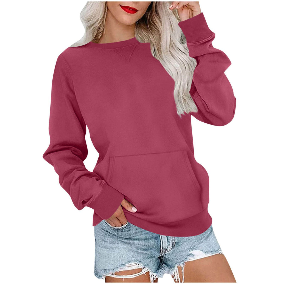 Damen Lockeres Sweatshirt mit Rundhalsausschnitt und Kängurutasche Echo Archiv