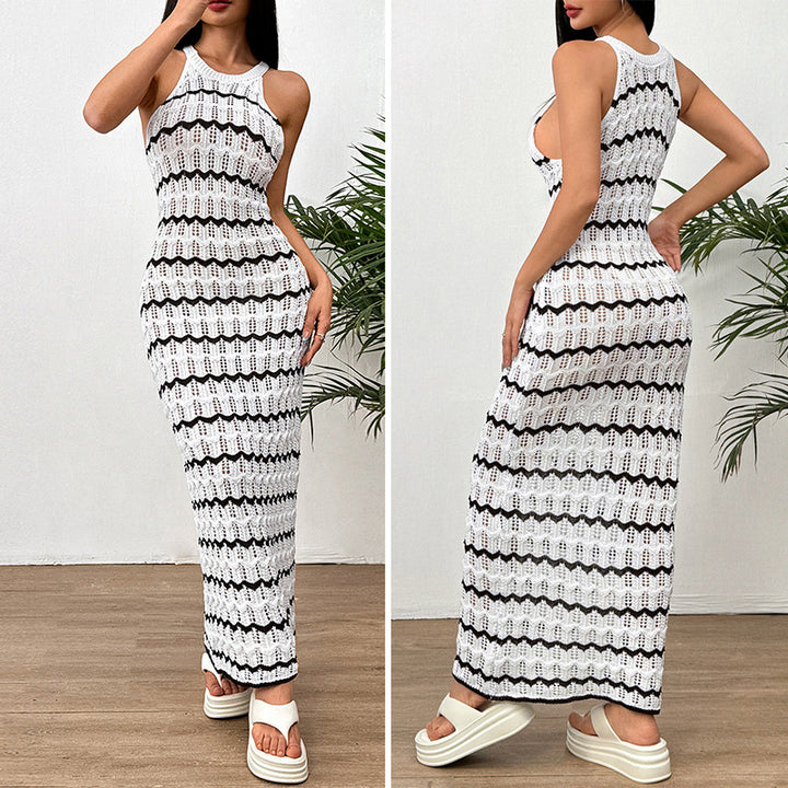 Damen Häkel-Maxikleid mit geometrischem Muster und enganliegendem Schnitt Echo Archiv