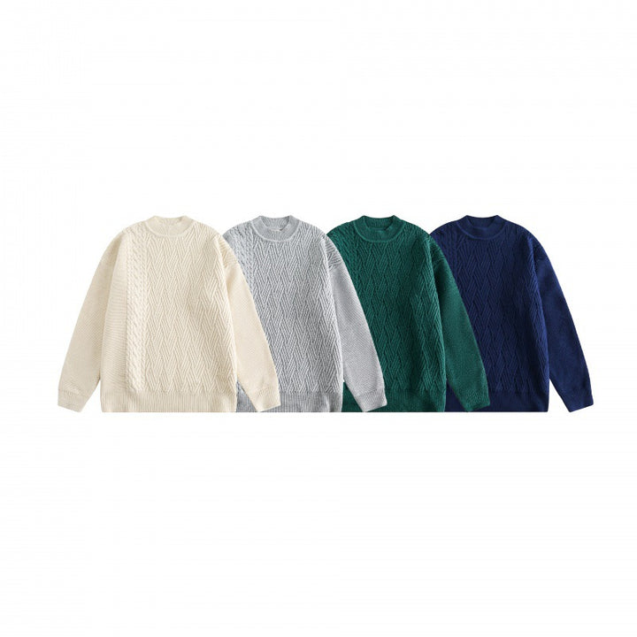 Unisex Oversize-Strickpullover mit asymmetrischem Zopfmuster und Rundhalsausschnitt Echo Archiv