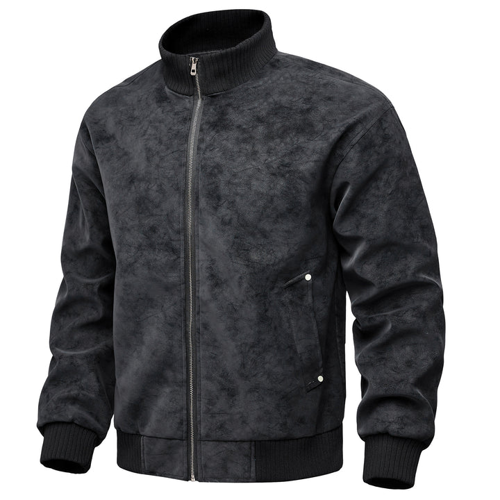 Herren elegante Kunstlederjacke im sportlichen Design mit Stehkragen und praktischen Taschen Echoarchiv