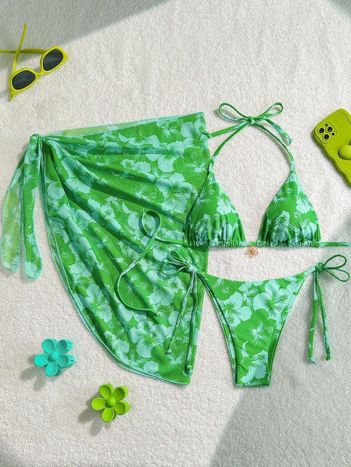 Damen Triangel-Bikini-Set mit verstellbaren Trägern und Wickeltuch Echo Archiv