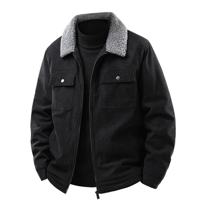 Herren Cordjacke mit Sherpa-Kragen, gesteppter Thermofütterung und Brusttaschen Echoarchiv