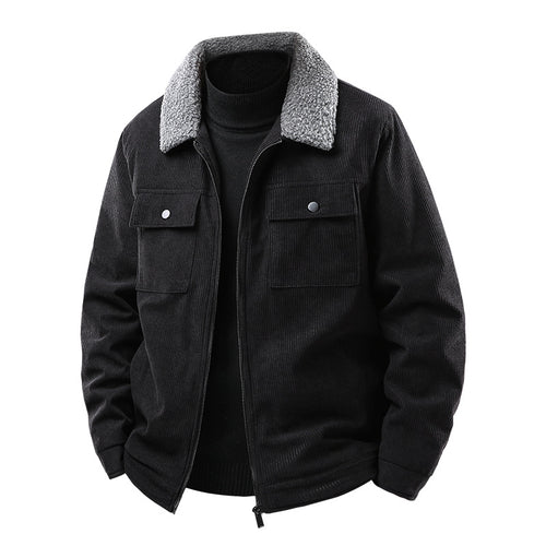 Herren Cordjacke mit Sherpa-Kragen, gesteppter Thermofütterung und Brusttaschen Echoarchiv