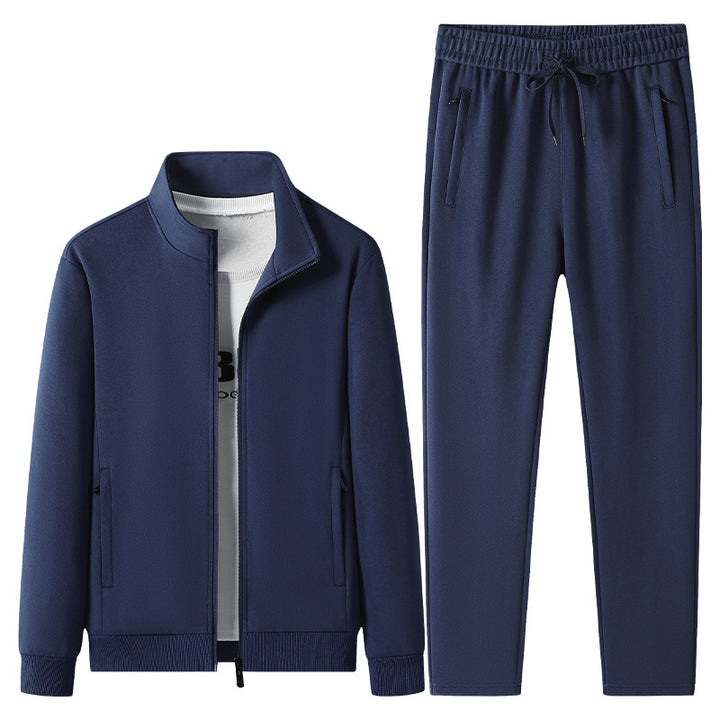 Herren Freizeit-Trainingsanzug Set mit Stehkragen Reißverschlussjacke und Jogginghose aus French Terry – Marzano