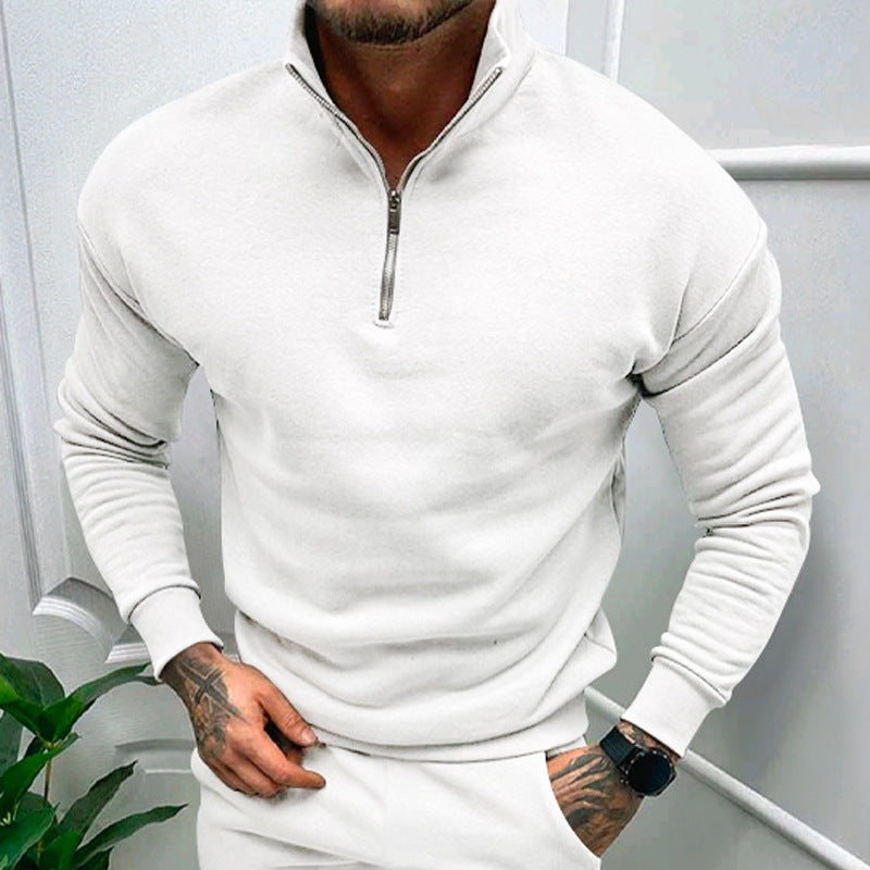 Herren Pullover mit kurzem Reißverschluss und elastischen Bündchen Echoarchiv
