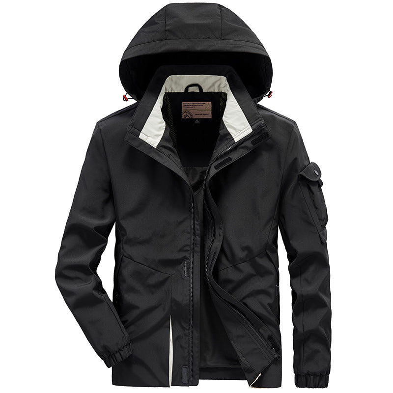 Herren Leichter Wasserabweisender Windbreaker mit Kapuze und Mehrfachtaschen – Taviero