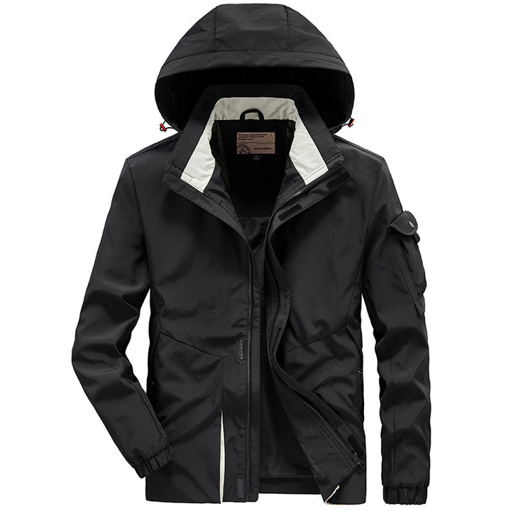 Herren Leichter Wasserabweisender Windbreaker mit Kapuze und Mehrfachtaschen – Taviero
