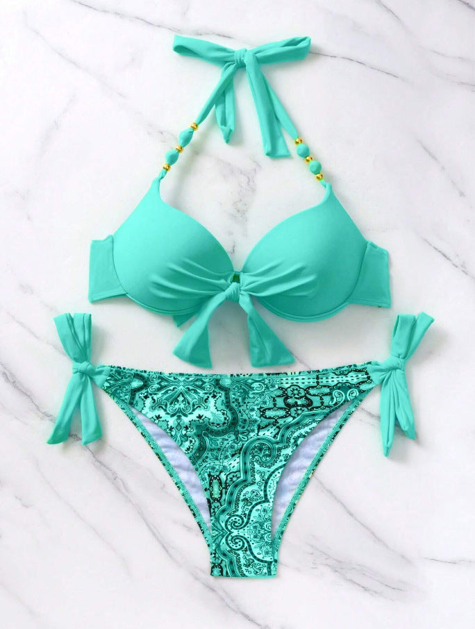 Damen Bikini-Set mit modischem Knoten und bunten Akzenten Echo Archiv