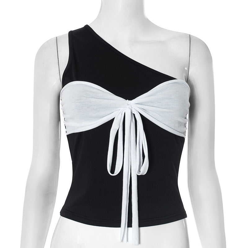 Damen asymmetrisches Crop-Top mit eleganten Wickeldetails Echo Archiv