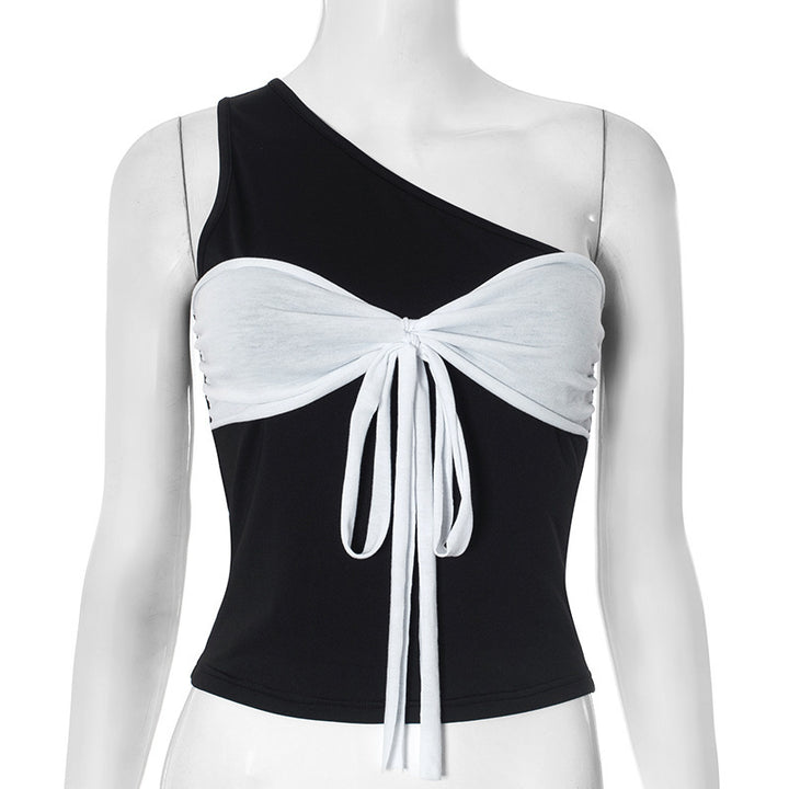 Damen asymmetrisches Crop-Top mit eleganten Wickeldetails Echo Archiv