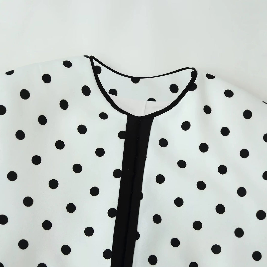 Damen Kurzblazer im Polka-Dot-Design mit Rundhalsausschnitt, kurzem Schnitt und Kontrastpaspeln Echo Archiv
