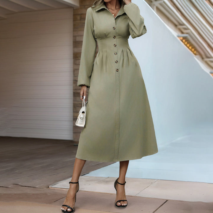 Damen Midikleid mit Knopfdetails und taillierter Silhouette Echo Archiv