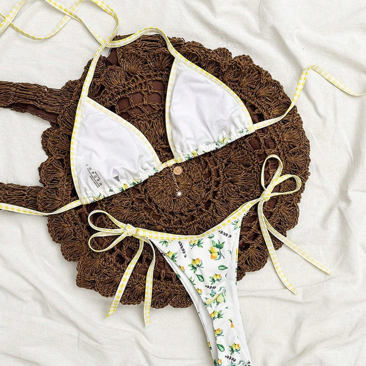 Damen Triangel-Bikini mit floralem Design und raffinierten Bindebändern Echo Archiv