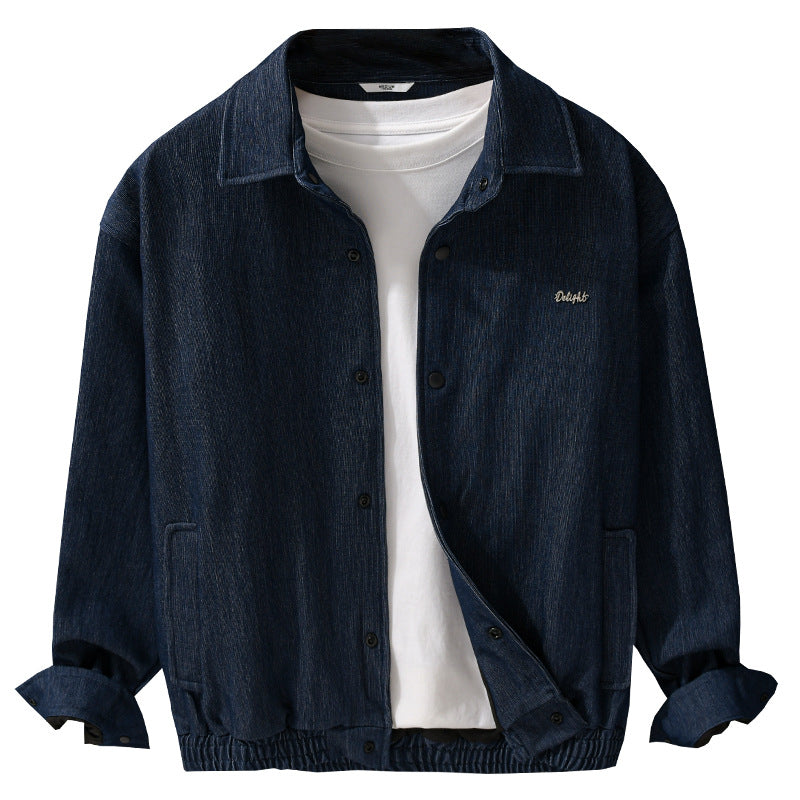 Herren Jeansjacke mit Druckknöpfen und elastischem Saum Echoarchiv