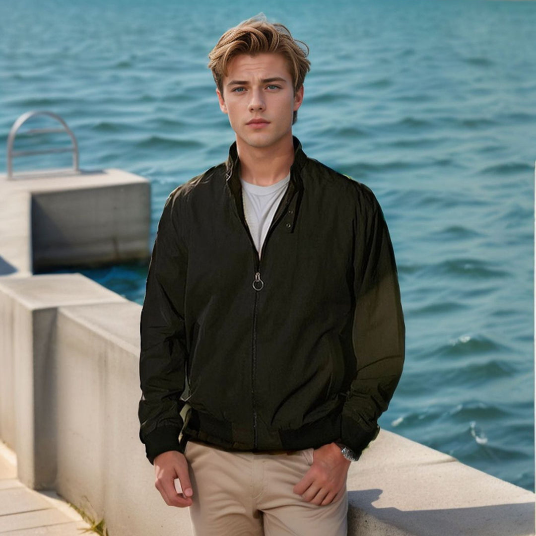 Herren lässige Windbreaker-Jacke mit hohem Kragen Echoarchiv
