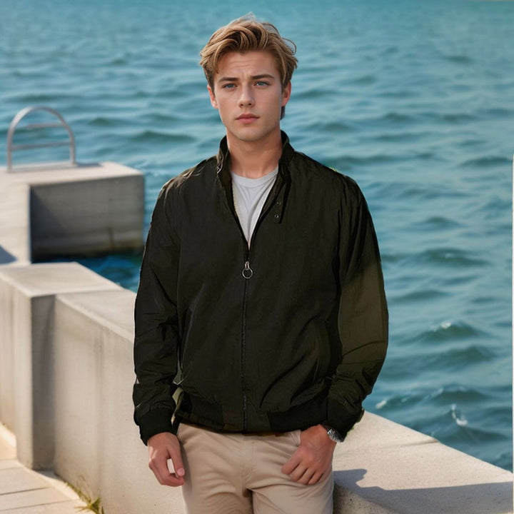Herren lässige Windbreaker-Jacke mit hohem Kragen Echoarchiv