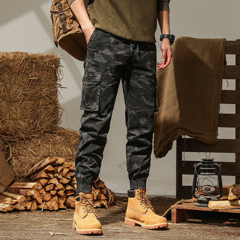Herren Cargohamasche im Camouflage-Utility-Stil mit elastischem Saum und Mehrfachtaschen – Bravaro