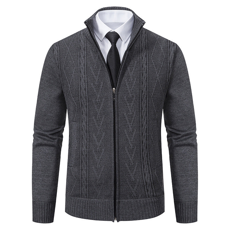 Herren Strickjacke mit Zopfmuster und durchgehendem Reißverschluss Echoarchiv