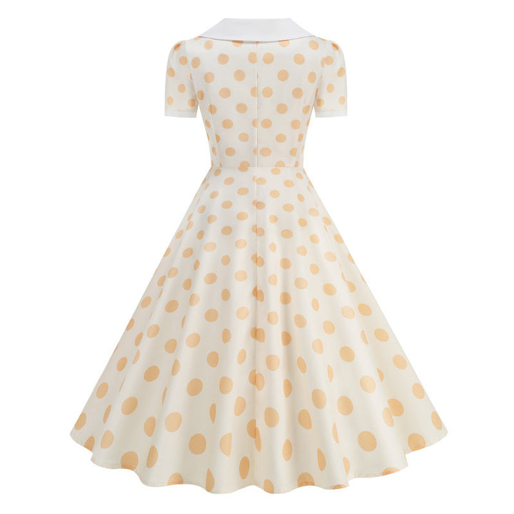 Damen Retro Maxikleid mit Kragen und Punkten Echo Archiv
