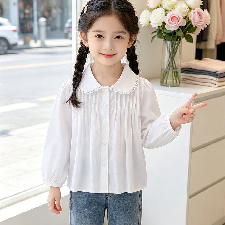 Mädchen Bluse mit Rüschendetails und elegantem Kragen Echo Archiv