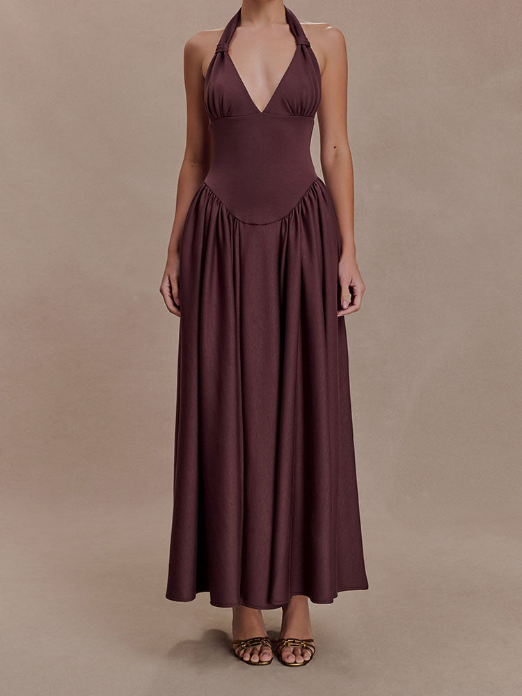 Damen Halter-Ausschnitt Maxikleid mit figurbetonter Silhouette Echo Archiv