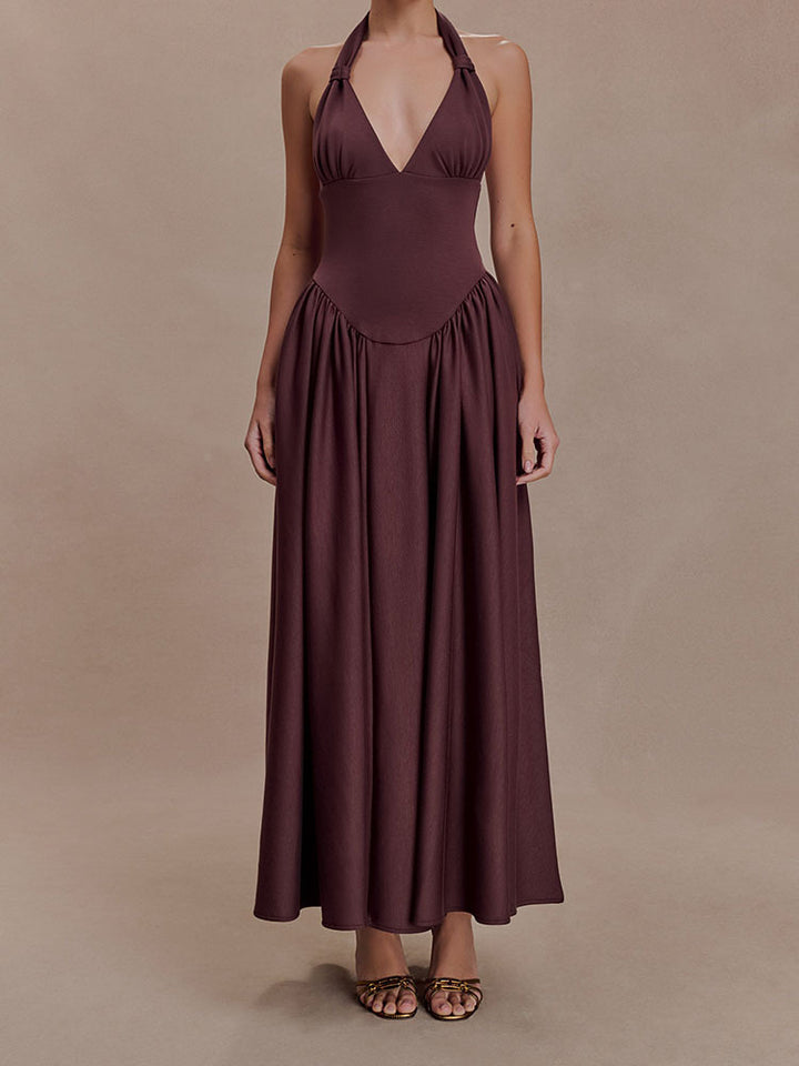 Damen Halter-Ausschnitt Maxikleid mit figurbetonter Silhouette Echo Archiv