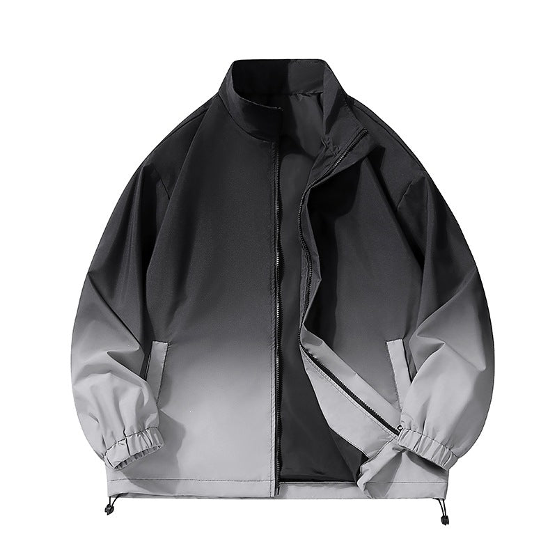 Herren leichte Farbverlauf Windbreakerjacke mit Stehkragen, durchgehendem Reißverschluss & Kordelzugsaum Echoarchiv