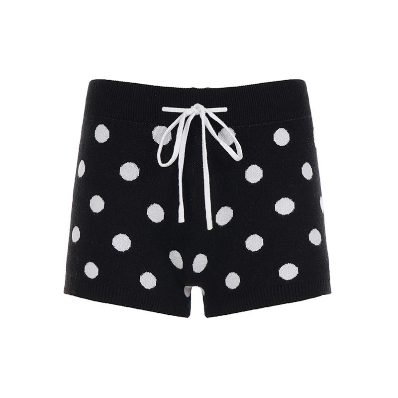 Damen Sportliche Kurze Hose mit gepunktetem Design und verstellbarem Bund Echo Archiv