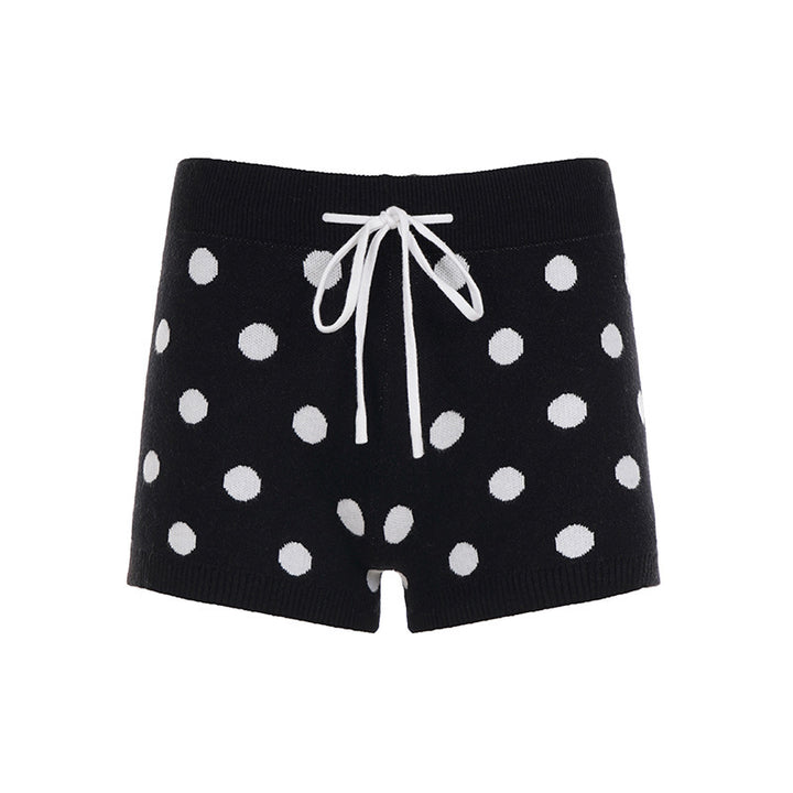 Damen Sportliche Kurze Hose mit gepunktetem Design und verstellbarem Bund Echo Archiv