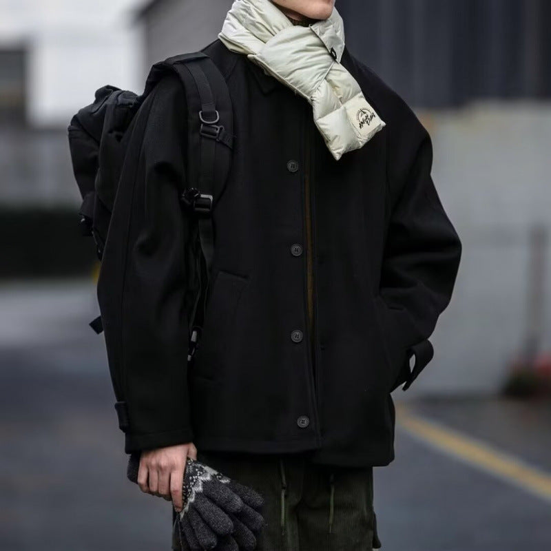 Herren modische Oversize-Jacke mit Knopfleiste und praktischen Taschen Echoarchiv