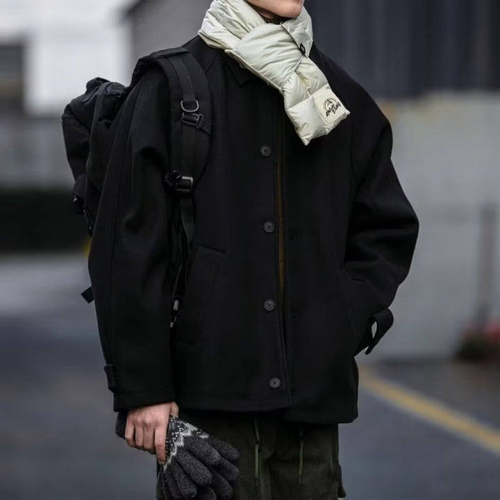 Herren modische Oversize-Jacke mit Knopfleiste und praktischen Taschen Echoarchiv