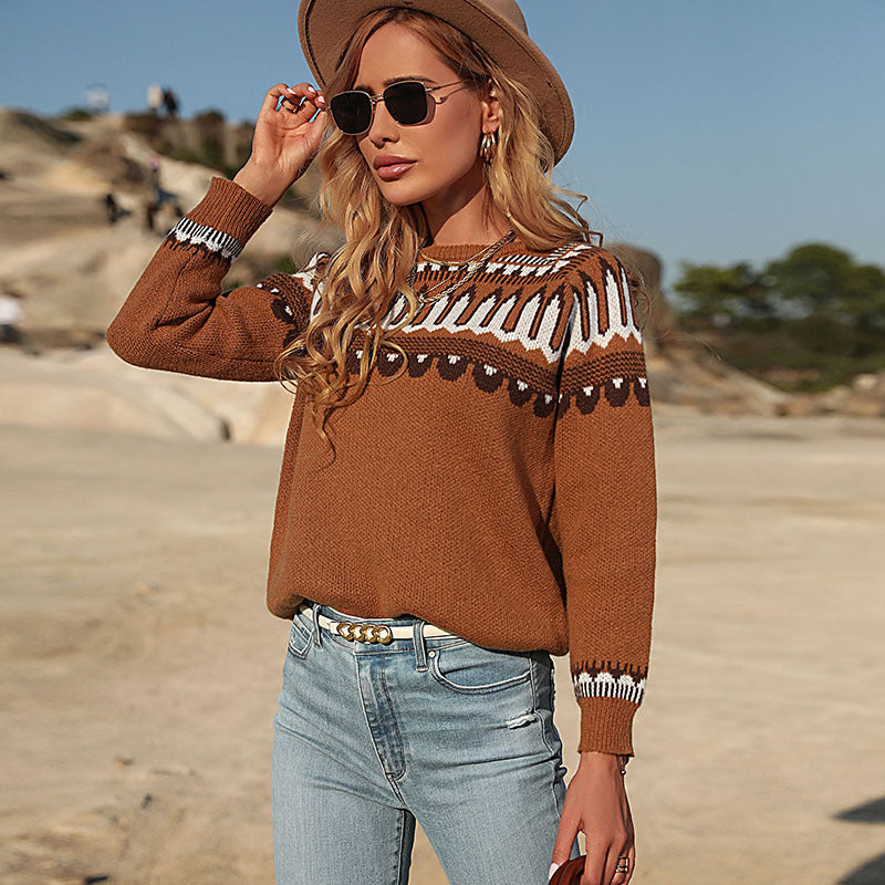 Damen Gemütlicher Strickpullover mit Norweger-Muster Echo Archiv