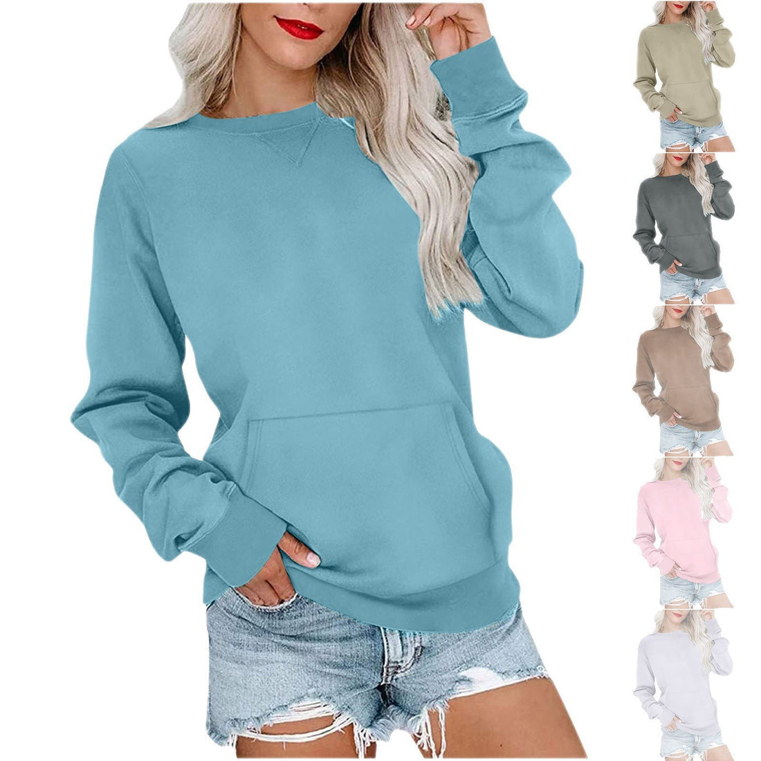 Damen Lockeres Sweatshirt mit Rundhalsausschnitt und Kängurutasche Echo Archiv