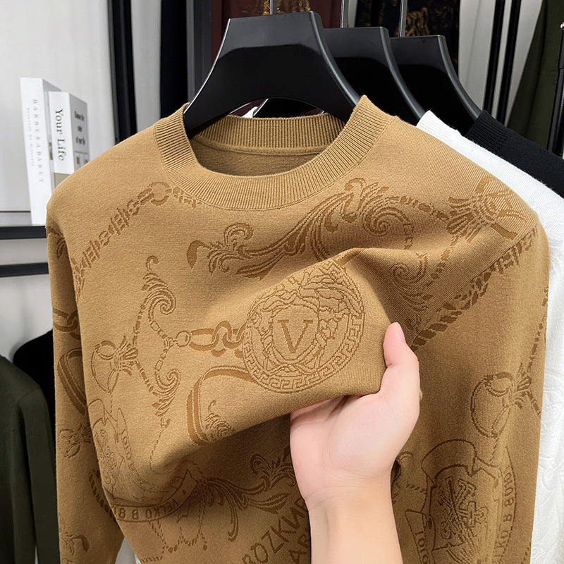 Herren hochwertiger Strickpullover mit 3D-Logo-Dessin Echoarchiv