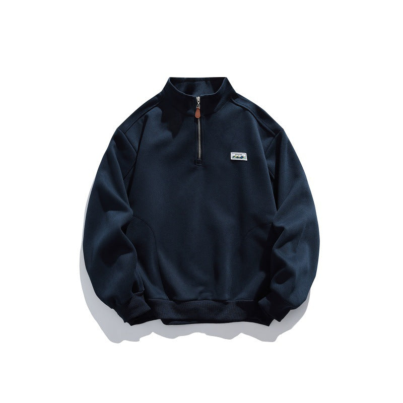 Unisex Halbzip-Sweatshirt mit Stehkragen, Raglanärmeln und minimalistischer Brustpatch Echoarchiv