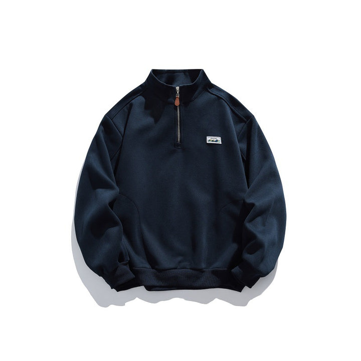 Unisex Halbzip-Sweatshirt mit Stehkragen, Raglanärmeln und minimalistischer Brustpatch Echoarchiv